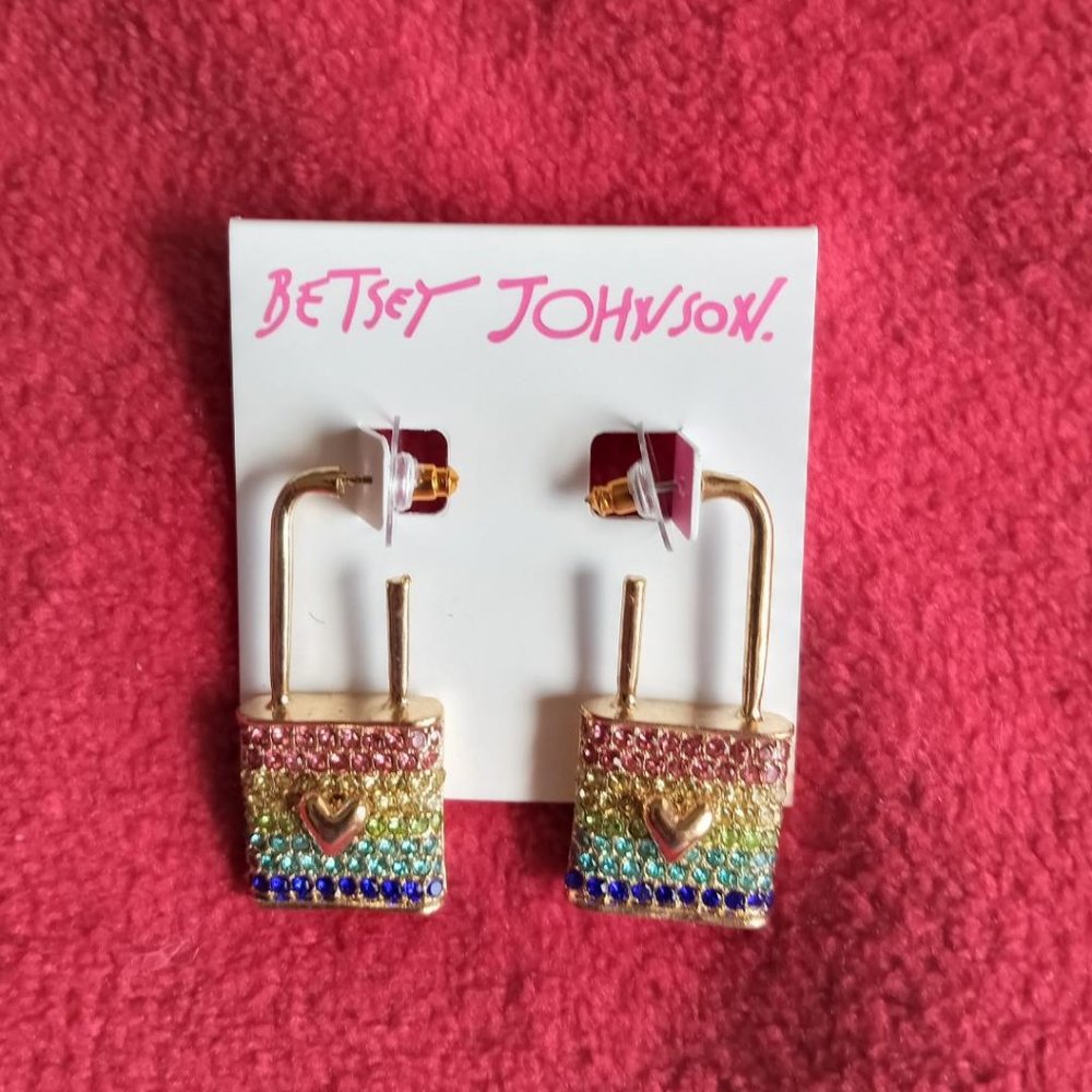 Betsey Johnson Lock Earrings